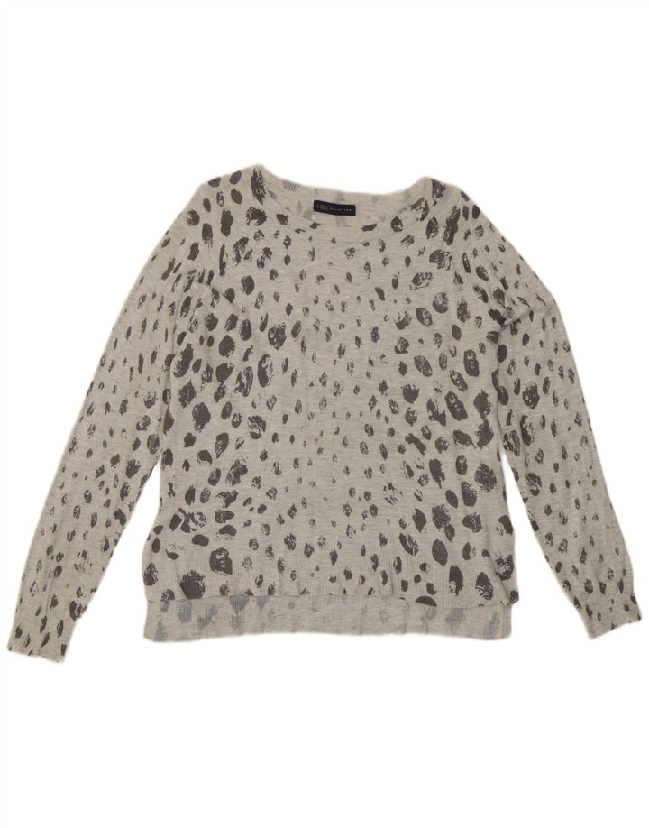 Marks & Spencer Womens Boat Neck Jumper Sweater UK 12 Medium Grey