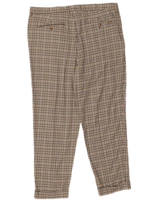 Zara Mens Pegged Chino Trousers EU 46 XL W36 L27 Brown Houndstooth Viscose