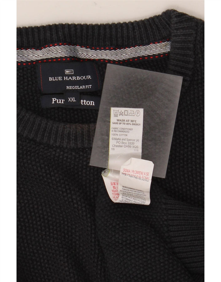 Marks & Spencer Mens Blue Harbour Crew Neck Jumper Sweater 2XL Navy Blue