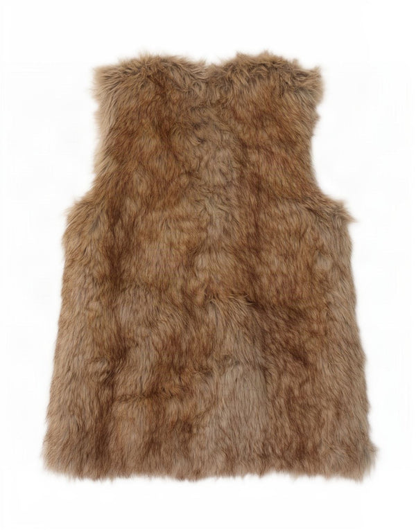 Zara Γυναικεία Trafaluc Faux Fur Gilet UK 12 Medium Beige Acrylic
