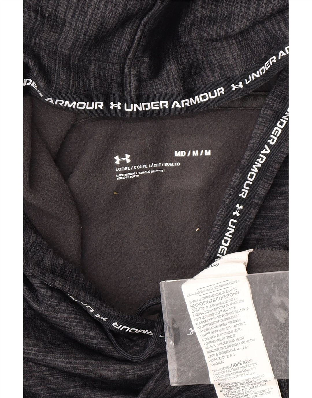 UNDER ARMOUR Womens Crop Hoodie Jumper UK 14 Medium Grey Flecked Polyester