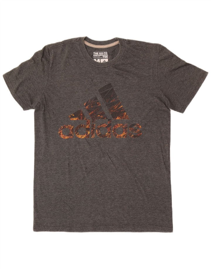 Adidas Mens Climalite Graphic T-Shirt Top Medium Grey Flecked Polyester