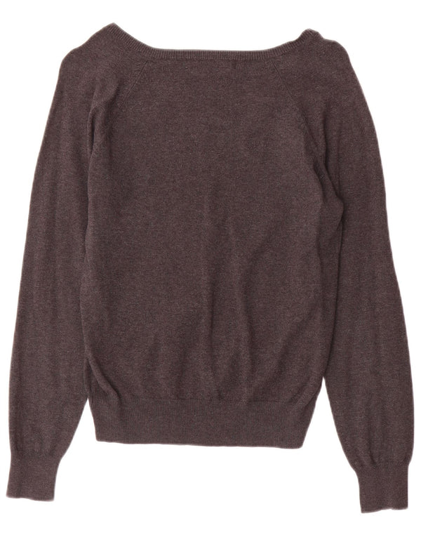 Zara Dame V-hals sweater UK 12 Medium Grå Bomuld