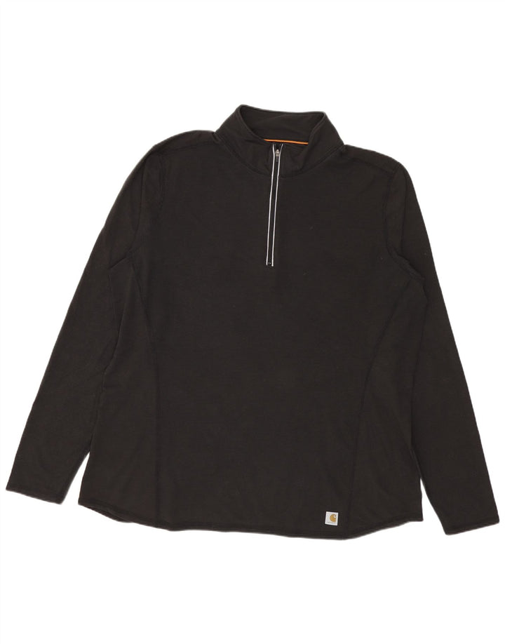 Carhartt Womens Zip Neck Top Long Sleeve US 16/18 XL Black Polyester