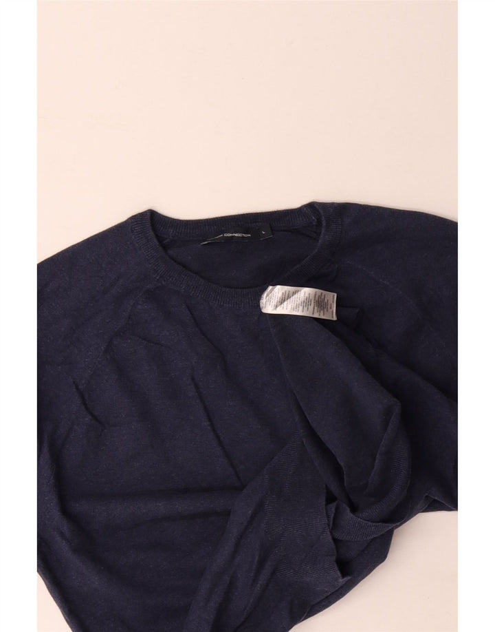 FRENCH CONNECTION Mens Crew Neck Jumper Sweater Large Navy Blue Cotton