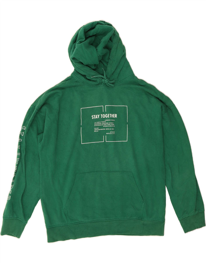 H&M Mens Relaxed Fit Graphic Hoodie Jumper Medium Green Cotton Vintage H&M and Second-Hand H&M from Messina Hembry 