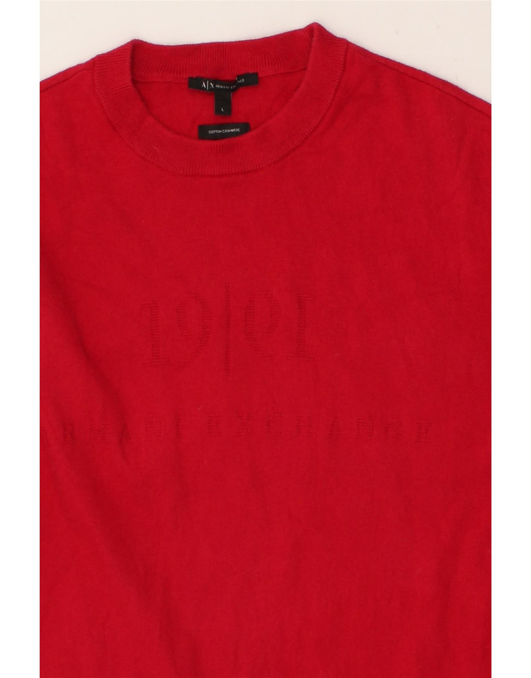 ARMANI EXCHANGE Mens Graphic Crew Neck Jumper Sweater Large Red Cotton