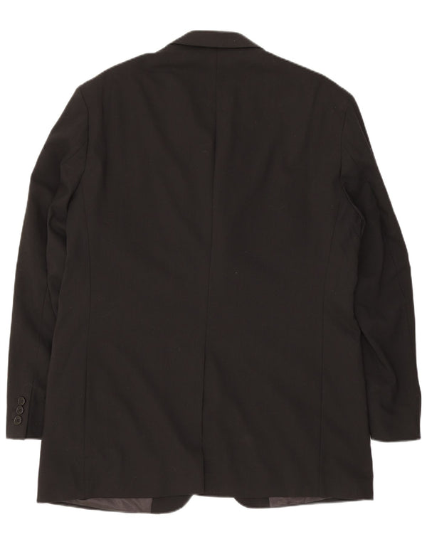 Marks & Spencer Mens 3 Button Blazer Jacket UK 42 Large Black New Wool