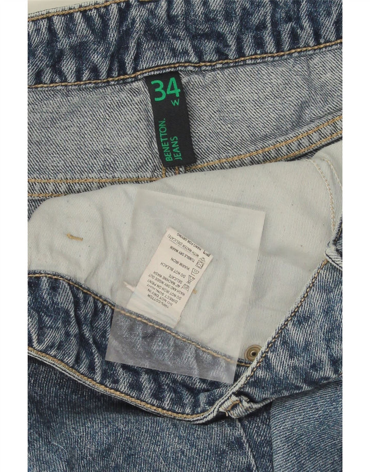 BENETTON Womens Distressed Denim Shorts W34 Large  Blue Cotton Vintage Benetton and Second-Hand Benetton from Messina Hembry 