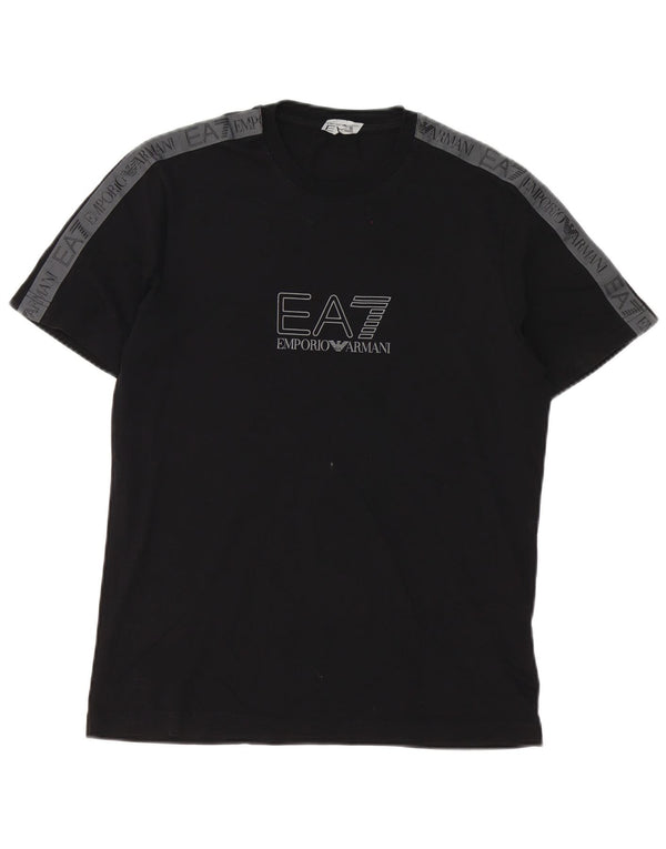 Emporio Armani Mens Graphic T-Shirt Top XS Black Colourblock Cotton