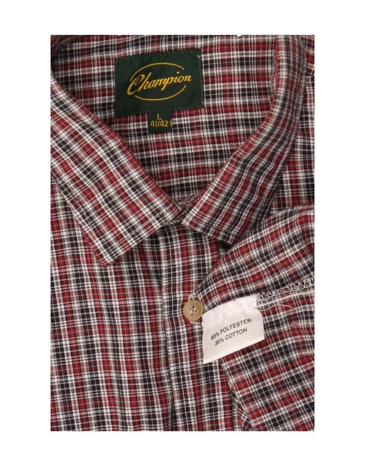 CHAMPION Mens Flannel Shirt Size 41/42 Large Red Check Polyester Vintage Champion and Second-Hand Champion from Messina Hembry 