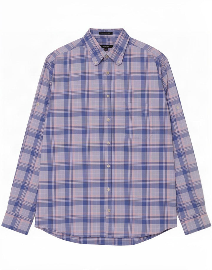 Gant Camicia da uomo vestibilità regolare in cotone a quadri blu grandi