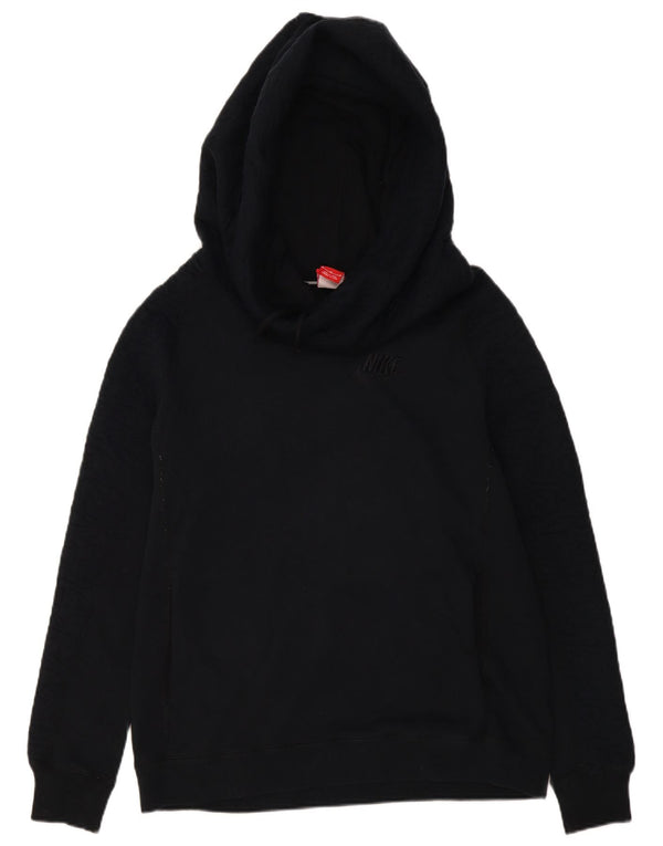 Nike Dame Oversized Hoodie Jumper UK 14 Medium Sort Bomuld
