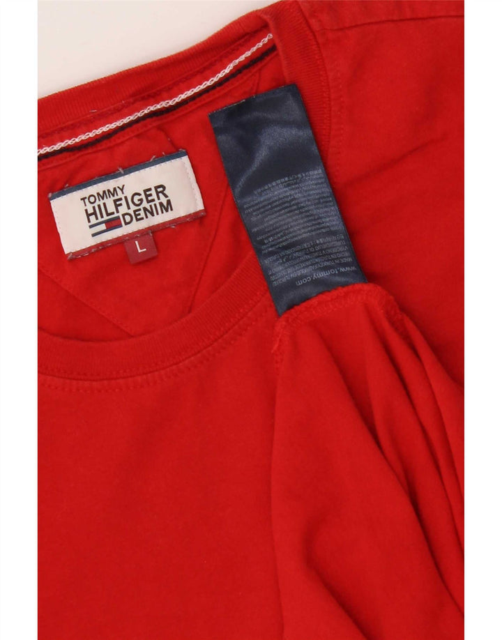 Tommy Hilfiger Mens T-Shirt Top Large Red Cotton