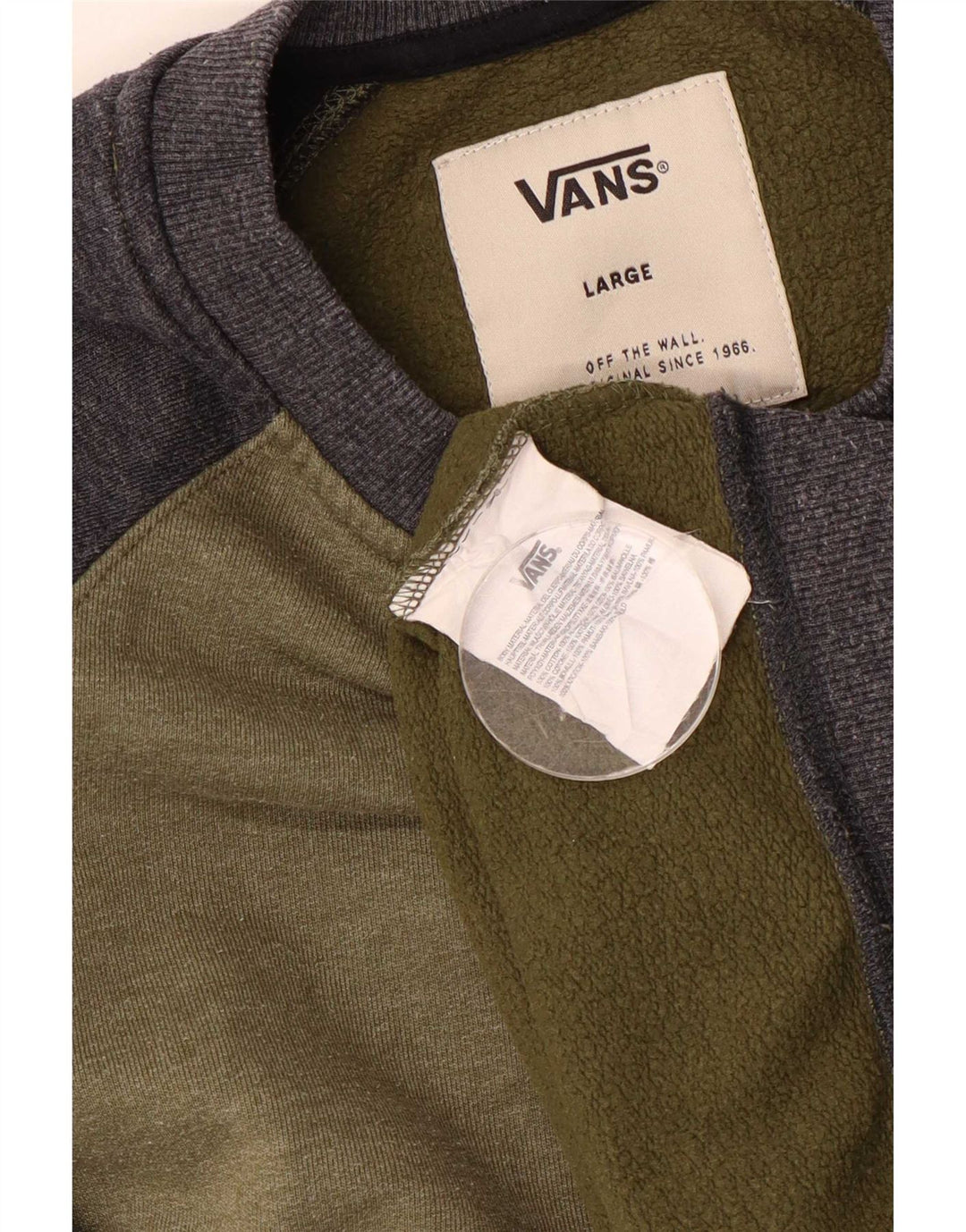 Vans Mens Sweatshirt Jumper Large Khaki Colourblock Cotton