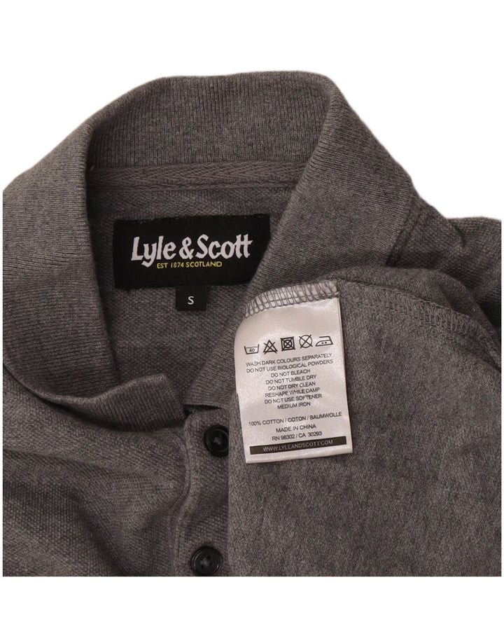 Lyle & Scott Mens Long Sleeve Polo Shirt Small Grey Cotton