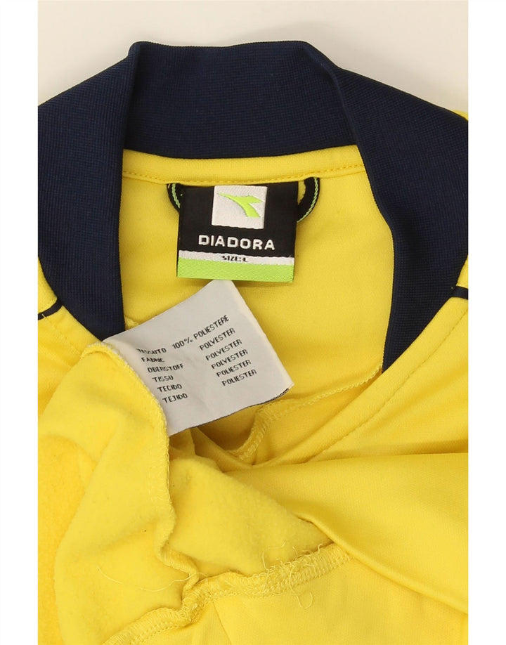 Diadora Mens Sweatshirt Jumper Large Yellow Colourblock Polyester