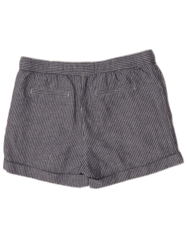 Marks & Spencer Womens Chino Shorts UK 14 Large W34 Navy Blue Pinstripe
