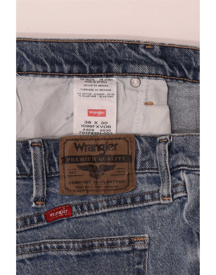 Wrangler Mens Straight Jeans W38 L30 Blue Cotton