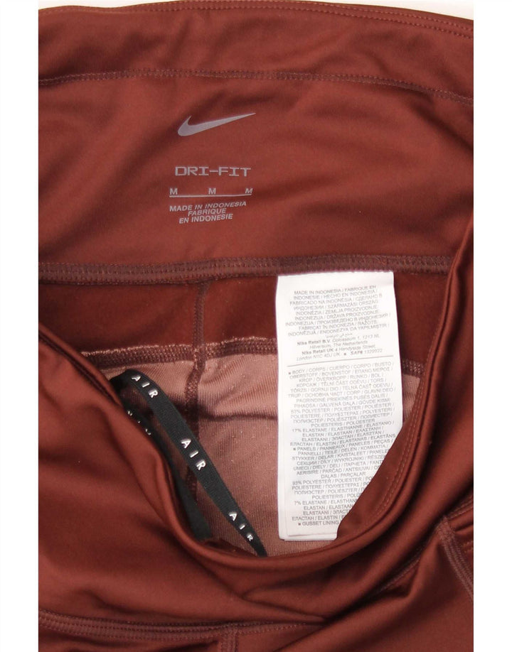 Nike Womens Dri Fit Leggings UK 12 Medium Brown Colourblock Poliéster