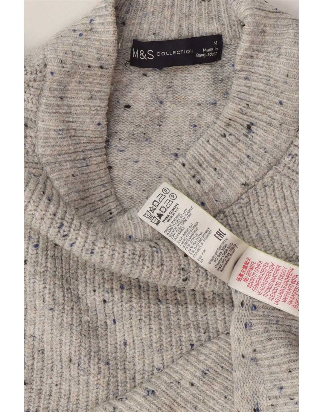 Marks & Spencer Womens Crew Neck Jumper Sweater UK 14 Medium Grey Flecked