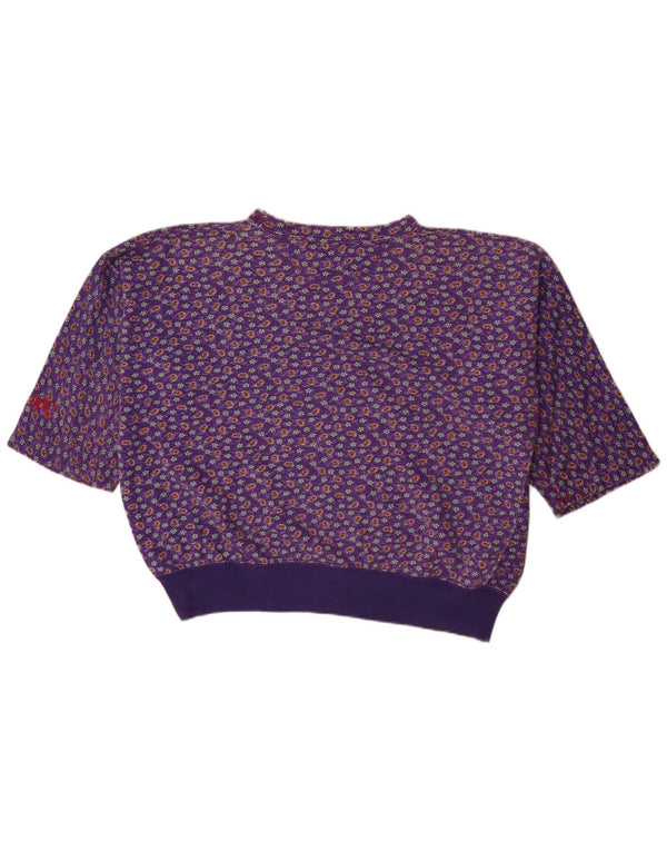 Olmes Carretti Womens 3/4 Sleeve Sweatshirt Jumper UK 18 XL Purple Floral