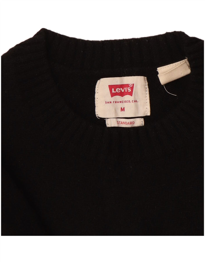 Levi's Mens Standard Crew Neck Jumper Sweater Medium Black Wool