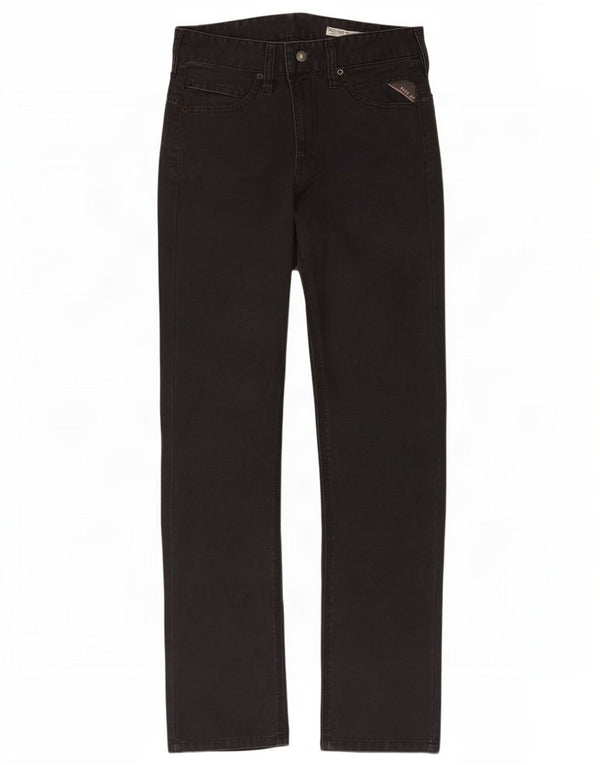 Replay Mens Straight Casual Trousers W29 L32 Black Cotton