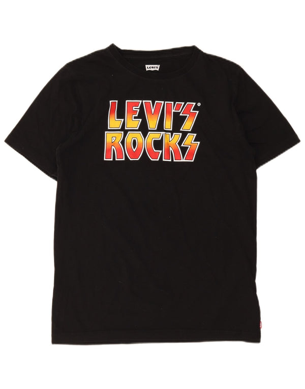 T-shirt grafica per ragazzi Levi's 15-16 anni in cotone nero Rock