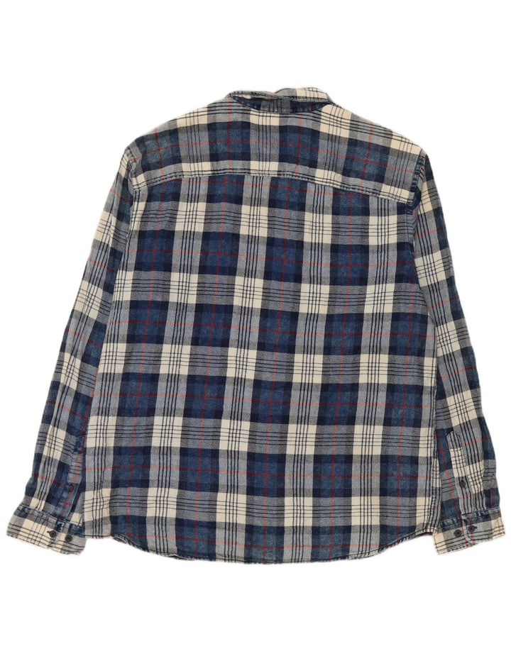 JACK & JONES Mens Flannel Shirt 2XL Blue Check Cotton
