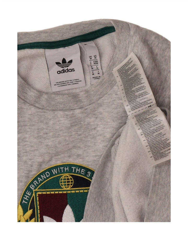 Adidas Mens Graphic Sweatshirt Jumper Medium Grey Cotton