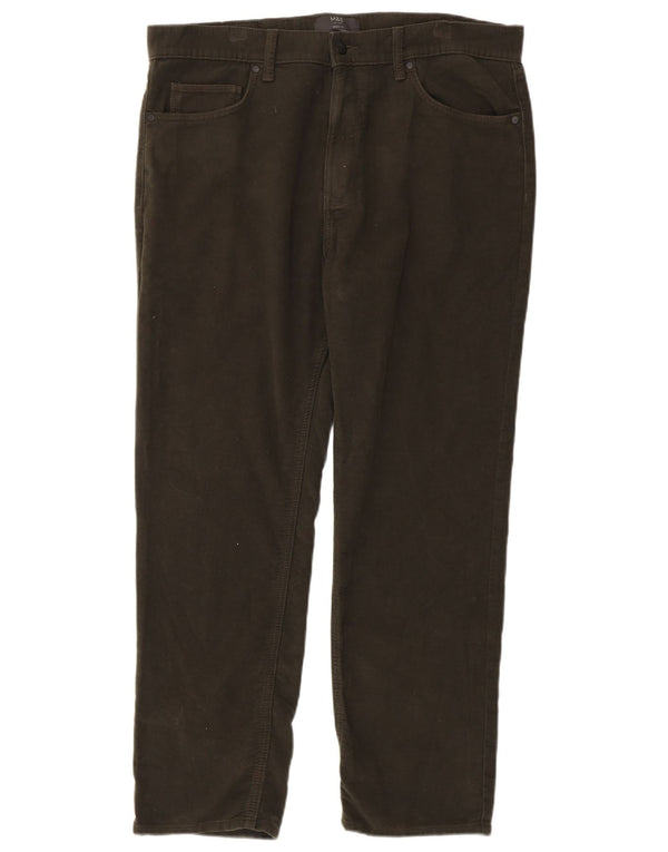 Marks & Spencer Herre Regular Fit Straight Jeans W36 L29 Khaki Cotton