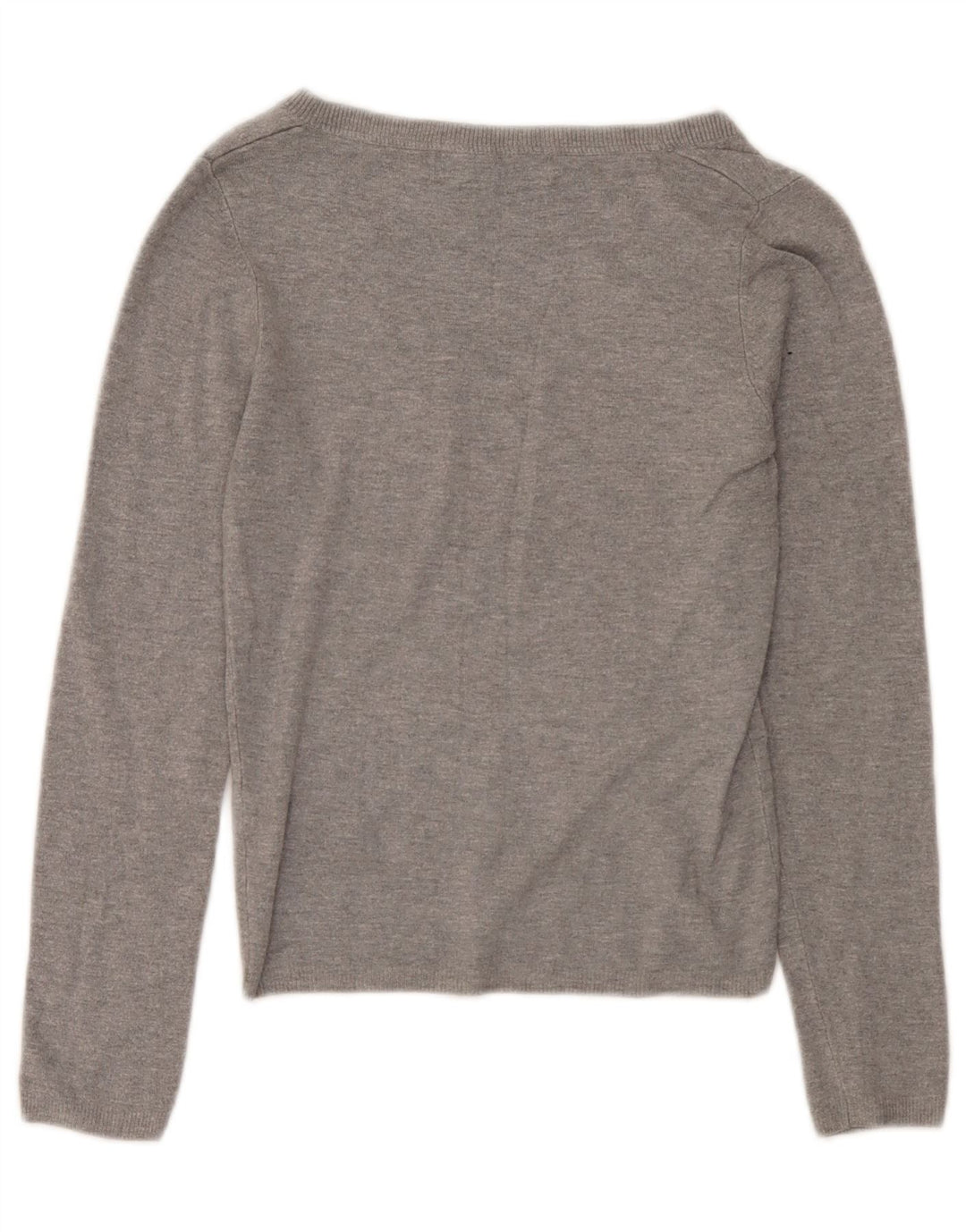 Zara Womens Crop V-Neck Jumper Sweater UK 8 Small Grey