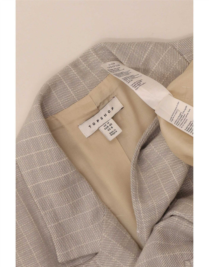 Topshop Veste Blazer Double Boutonnage Femme UK 12 Gris Moyen Rayé