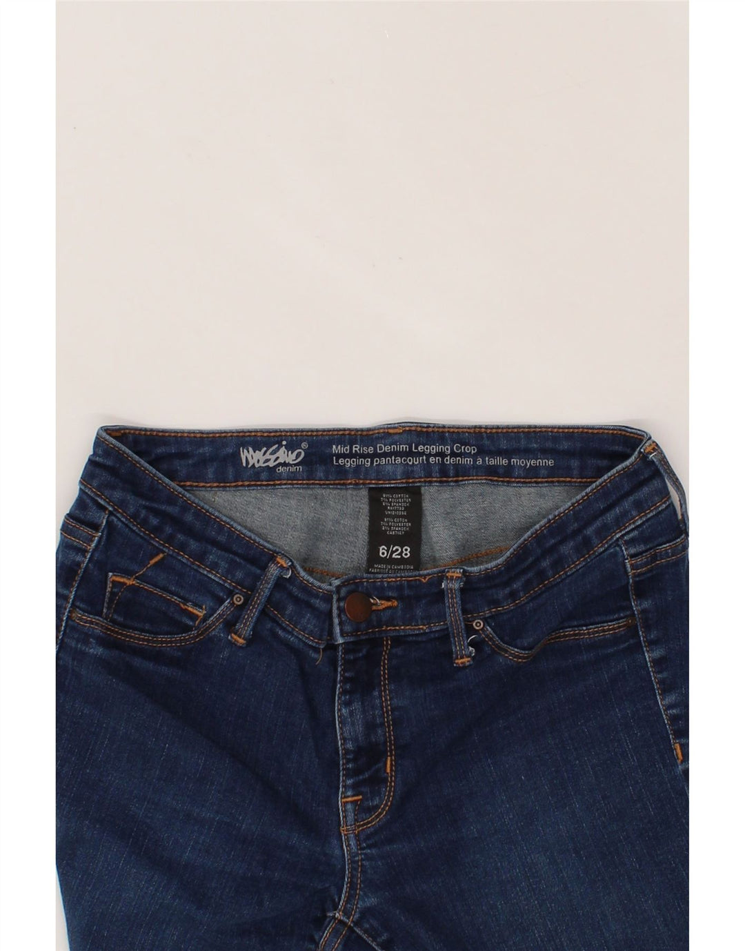 MOSSIMO Womens Mid Rise Legging Cropped Jeans US 6 Medium W28 L25 Blue Vintage Mossimo and Second-Hand Mossimo from Messina Hembry 