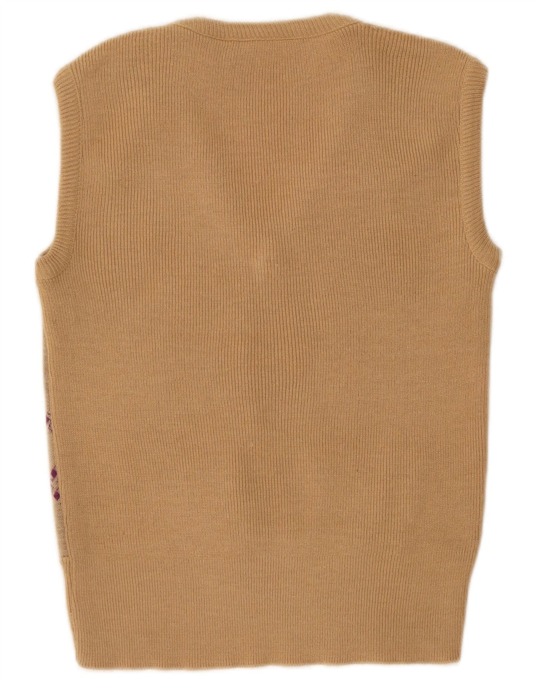 Vintage Mens Vest Tank Top Small Beige Geometric