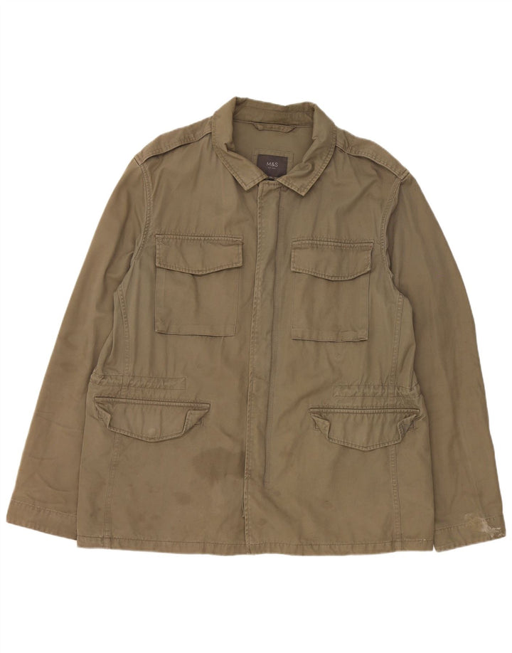 Marks & Spencer Womens Utility Jacket UK 44 2XL Khaki Cotton