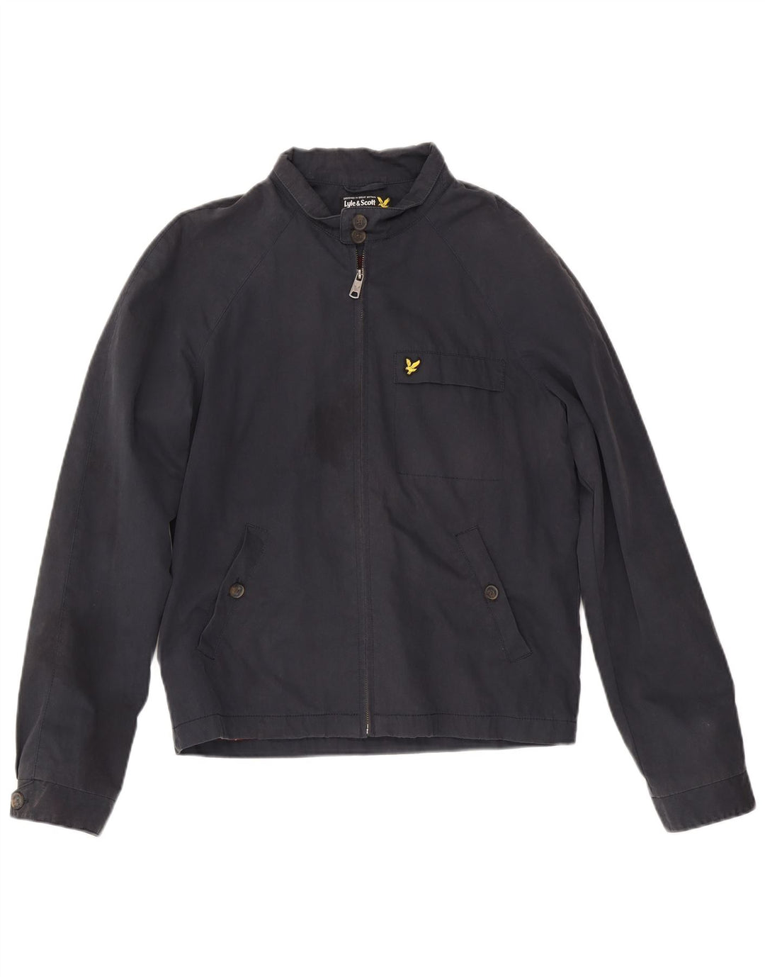 Lyle & Scott Mens Bomber Jacket UK 38 Medium Navy Blue Cotton