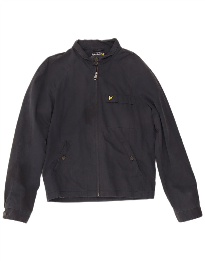 Lyle & Scott Mens Bomber Jacket UK 38 Medium Navy Blue Cotton