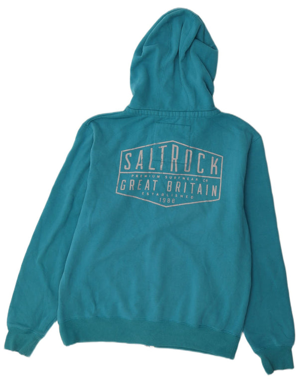 Maglione con cappuccio e zip grafica da uomo Saltrock grande in cotone blu