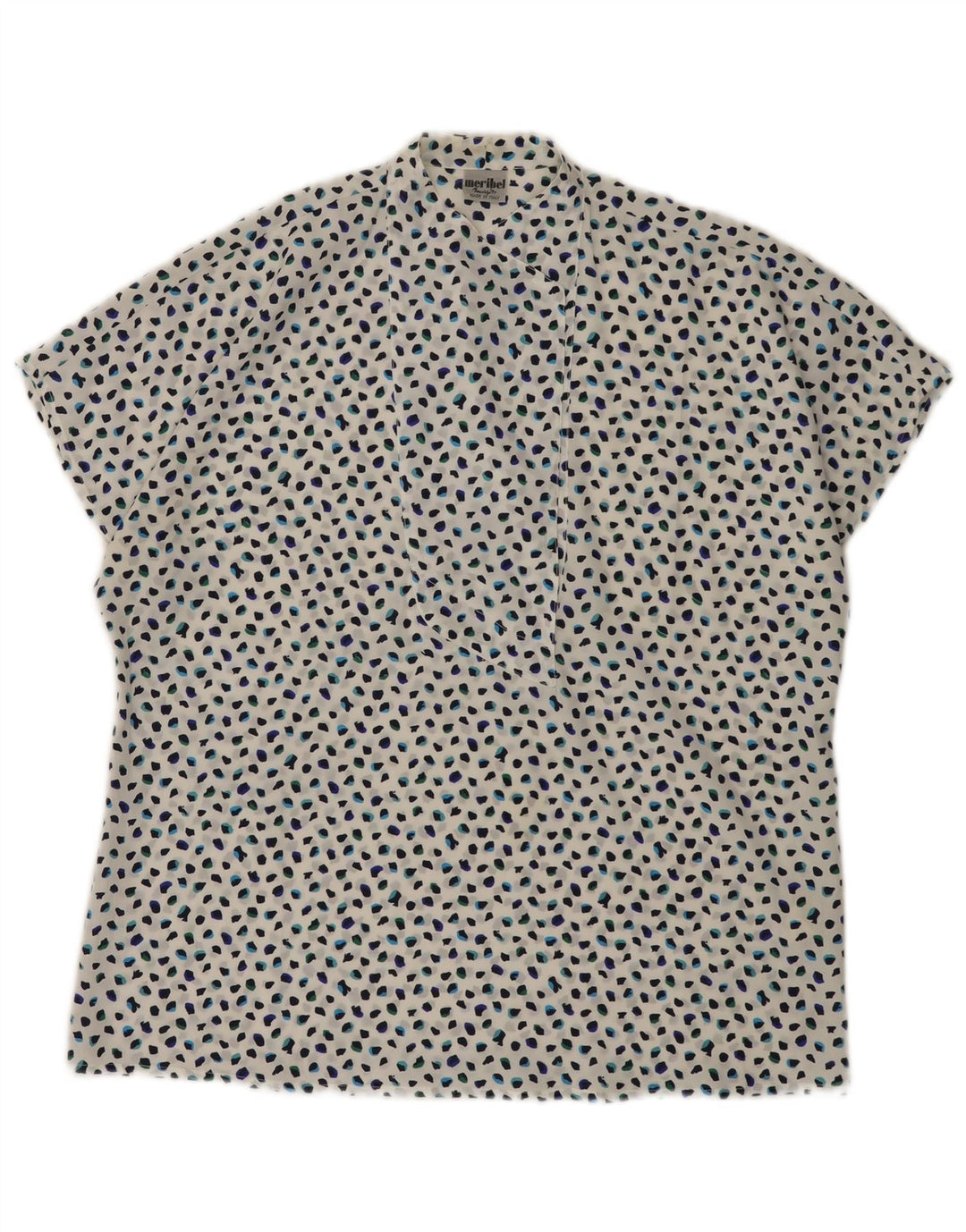 Marzotto Dame bluse Top UK 14 Stor hvid plettet polyester