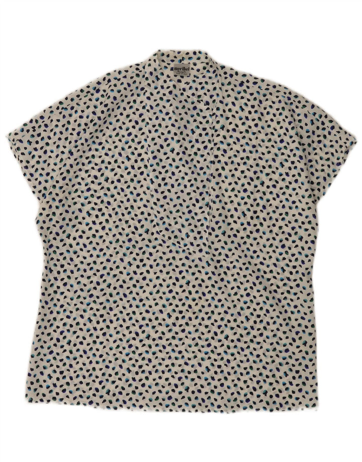 Marzotto Dame bluse Top UK 14 Stor hvid plettet polyester