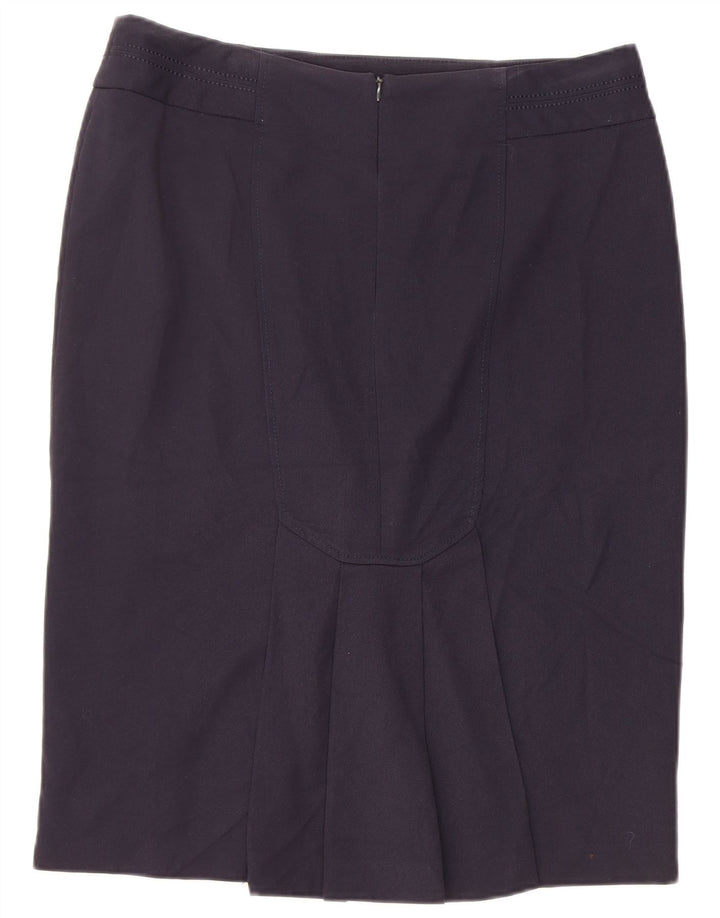Marks & Spencer Womens Pencil Skirt UK 14 Large W34 Navy Blue Polyester