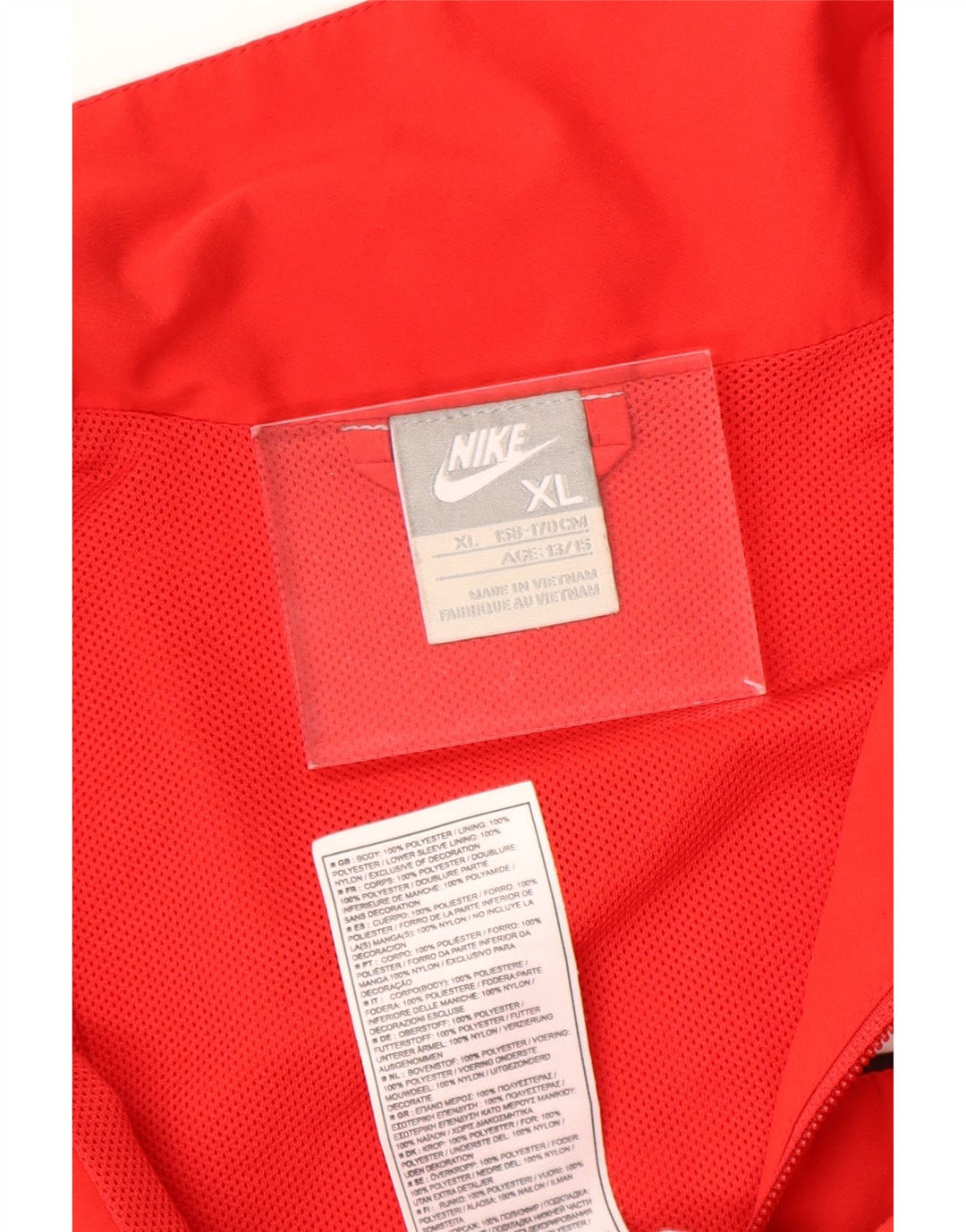 NIKE Boys Graphic Rain Jacket 13-14 Years  XL  Red Colourblock Polyester Vintage Nike and Second-Hand Nike from Messina Hembry 