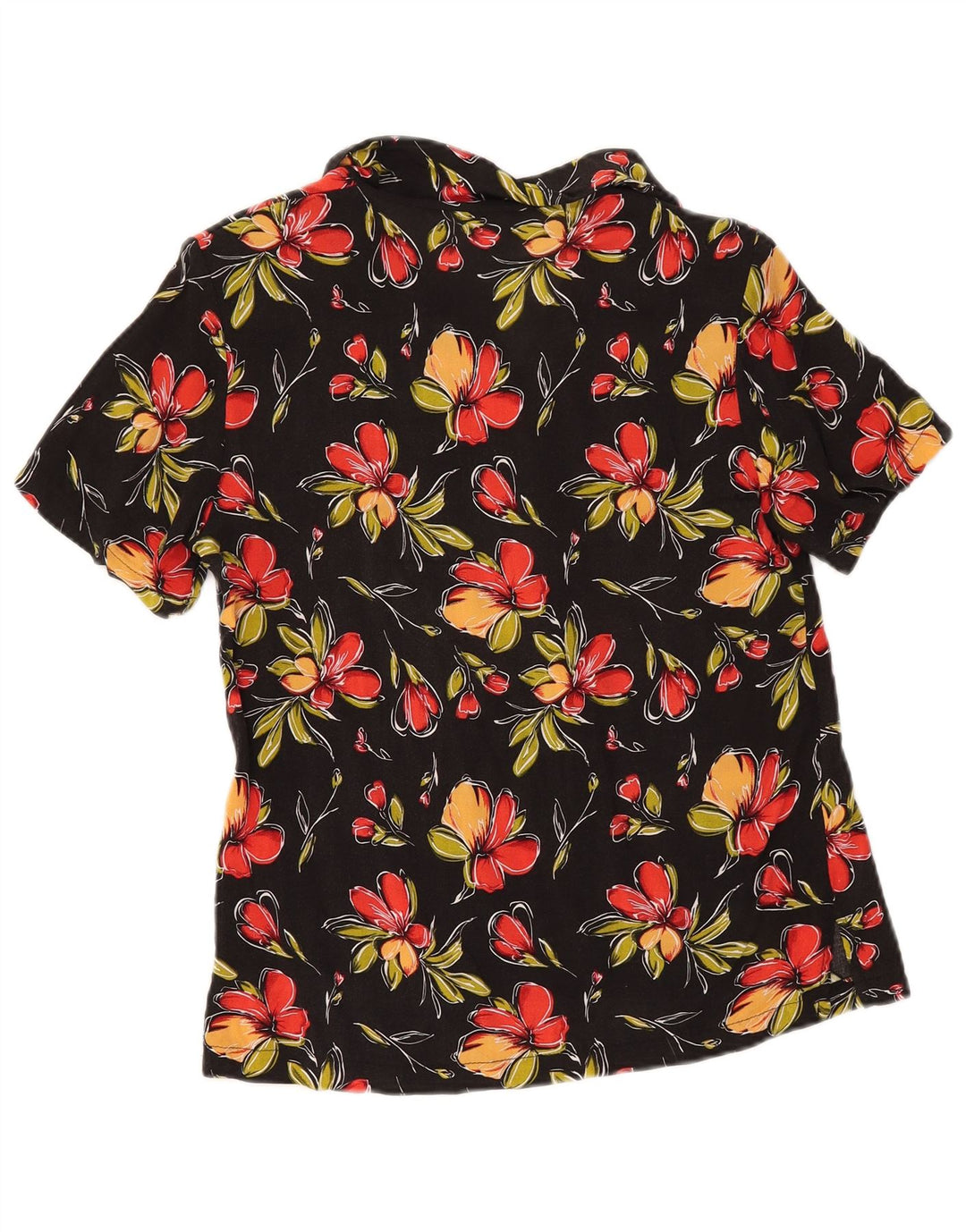 Vintage Womens Short Sleeve Shirt IT 44 Medium Black Floral
