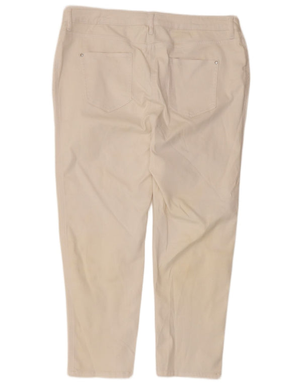 M&Co Womens Tapered Casual Trousers UK 18 XL W36 L25 White Cotton