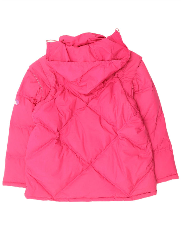 Diadora Herre Hætte Vendbar Polstret Jakke UK 40 Stor Pink Polyester