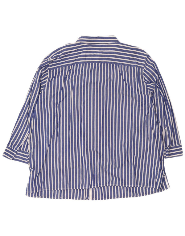 Camisa feminina de manga 3/4 Chaps UK 22 3XL algodão listrado azul