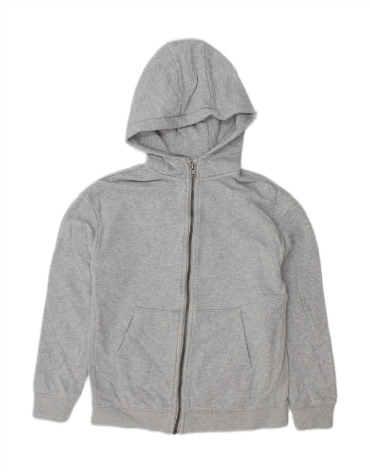 MARKS & SPENCER Girls Zip Hoodie Sweater 10-11 Years Grey Cotton Vintage Marks & Spencer and Second-Hand Marks & Spencer from Messina Hembry 