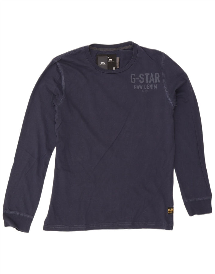 Top grafico da uomo G-Star a maniche lunghe grande in cotone blu navy
